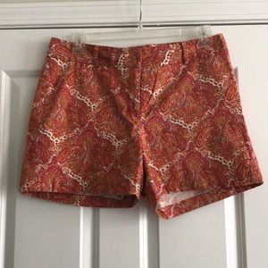 Talbots Red-Orange Paisley Shorts (~4.5” inseam)